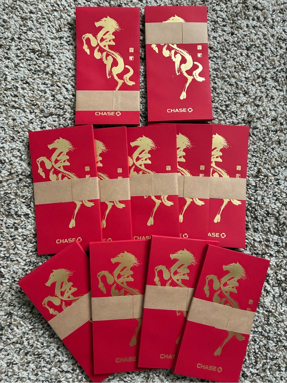 Chase bank Red Envelopes with Gold Horse Design - Lunar New Year